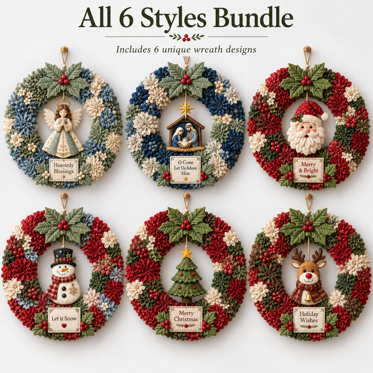 Fabric Wreath DIY Kit – Festive Handmade Door & Wall Decoration