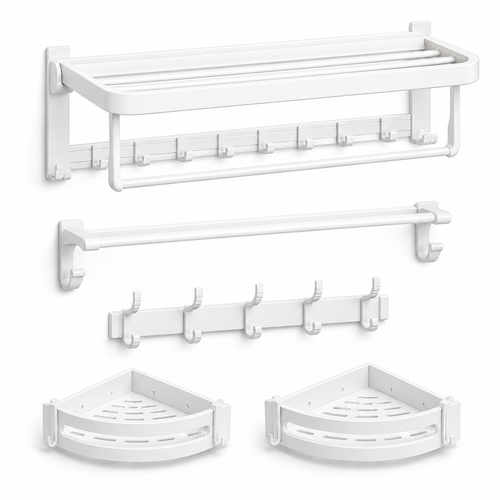Foldable No-Drill Wall-Mounted Bathroom Towel Rack