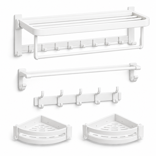 Foldable No-Drill Wall-Mounted Bathroom Towel Rack
