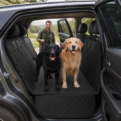Quilted Pet Car Back Seat Cover with Non-Slip Backing