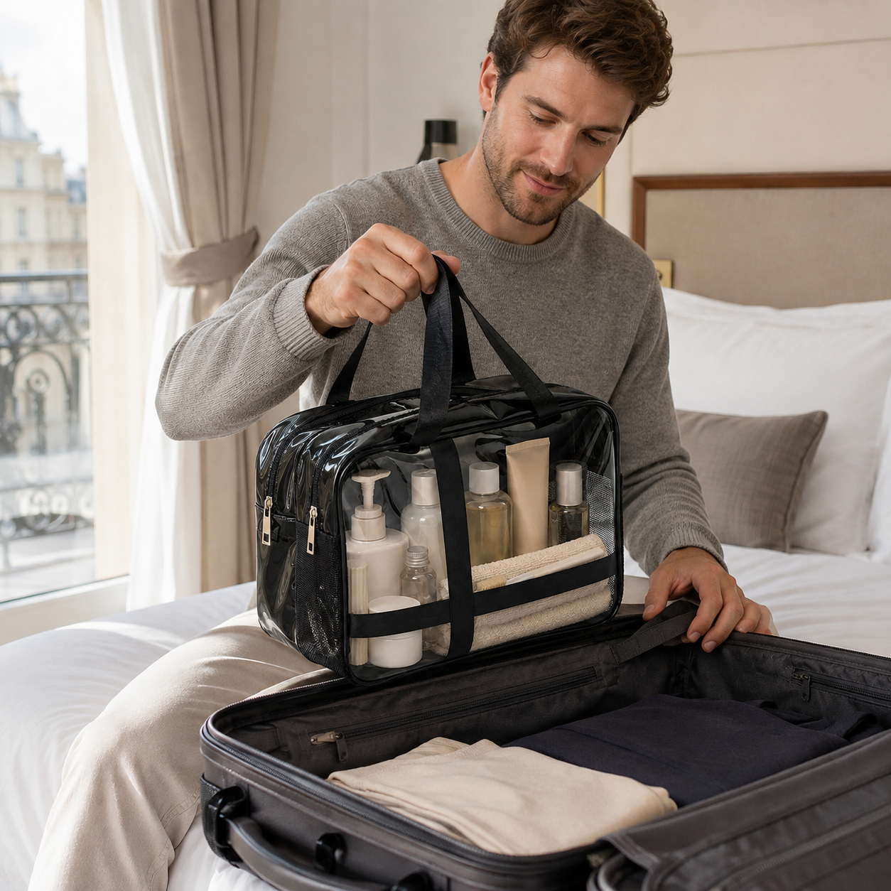 Water-Resistant Wet and Dry Separation Travel Toiletry Bag