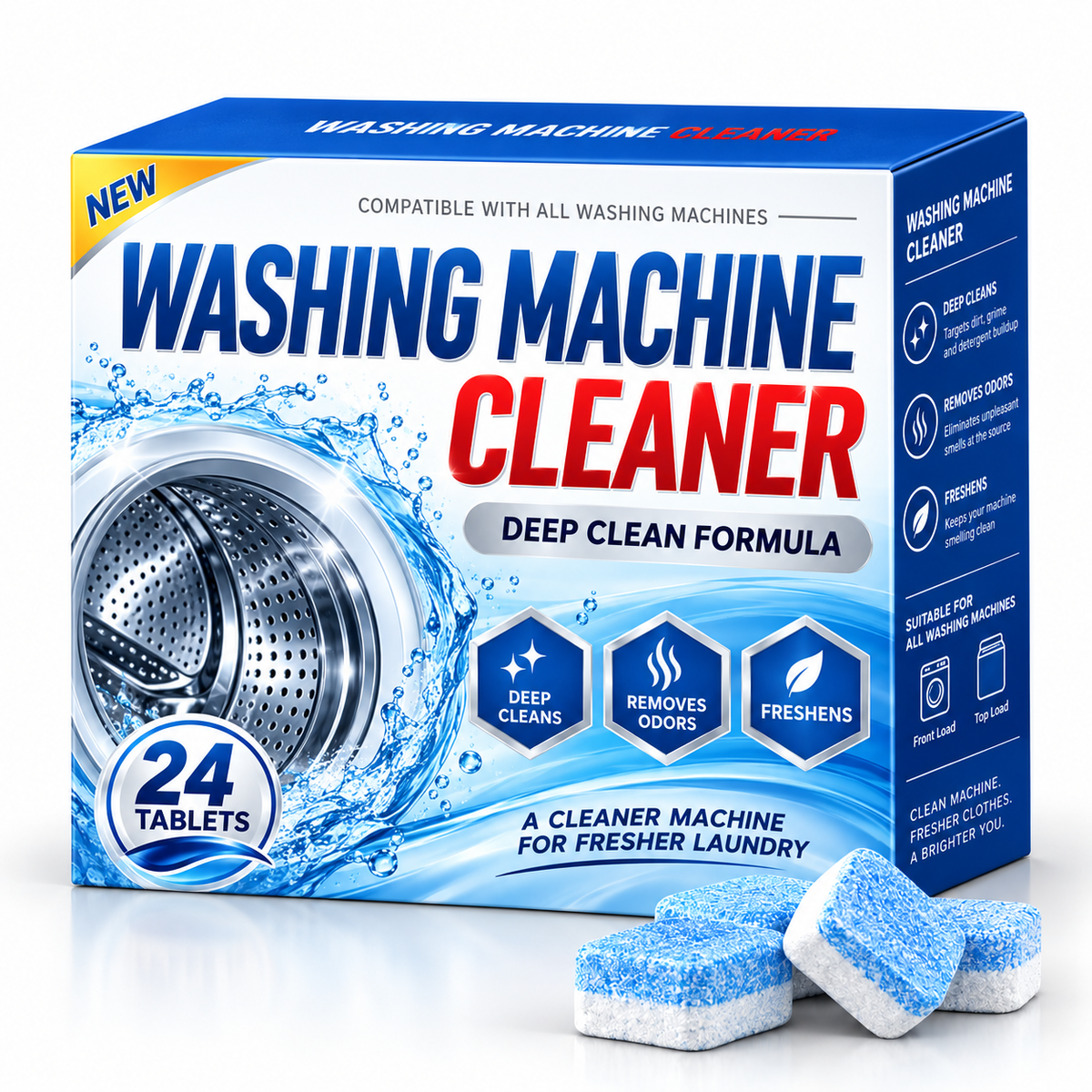 Deep Clean Washing Machine Cleaner Tablets – Removes Dirt, Residue & Odors