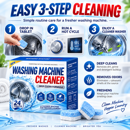 Deep Clean Washing Machine Cleaner Tablets – Removes Dirt, Residue & Odors