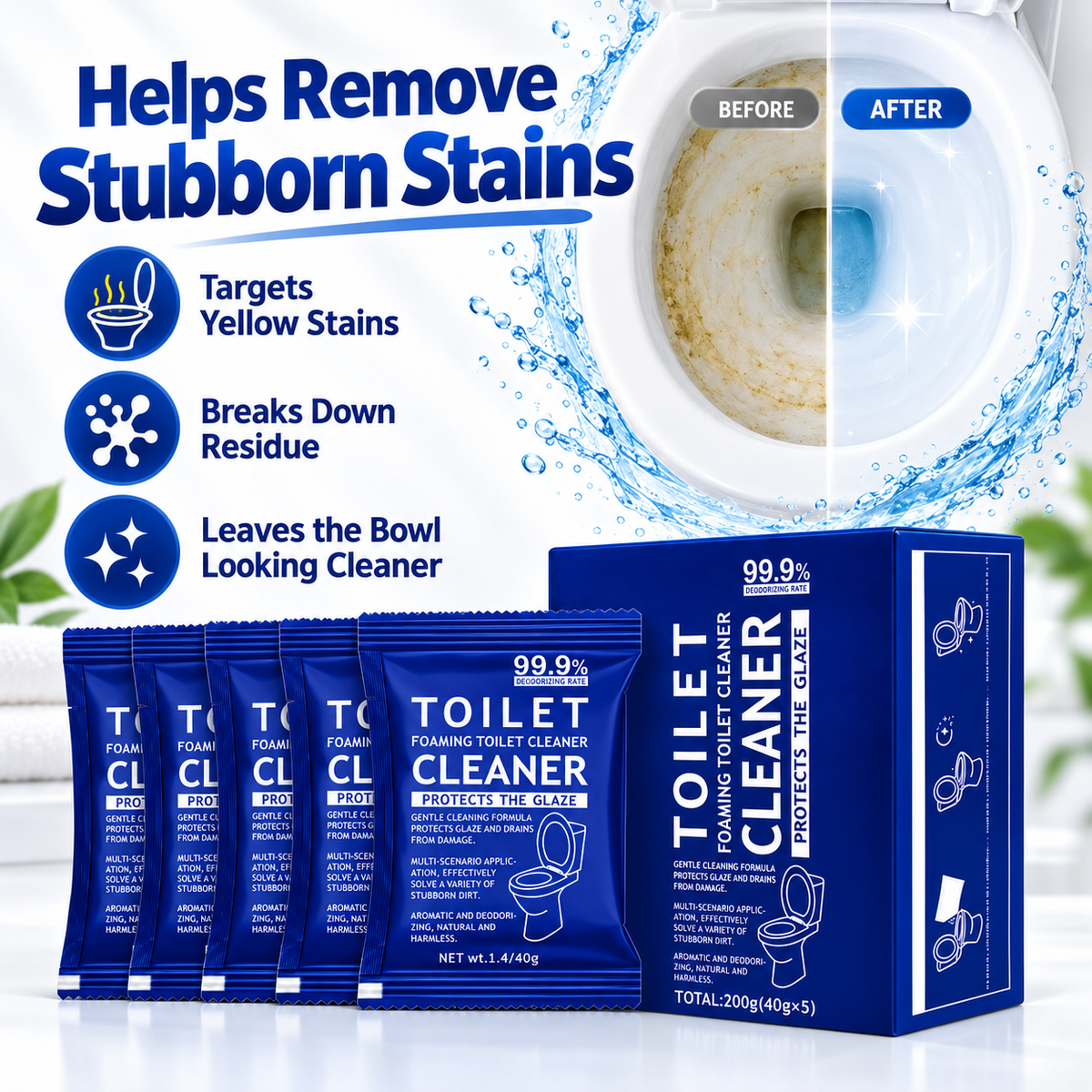 Toilet Cleaning Powder – Stain, Scale & Odor Remover for Toilet Bowl Care