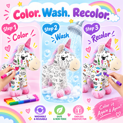 DIY Coloring Unicorn Plush Toy Kit – Creative Art & Craft Set for Kids