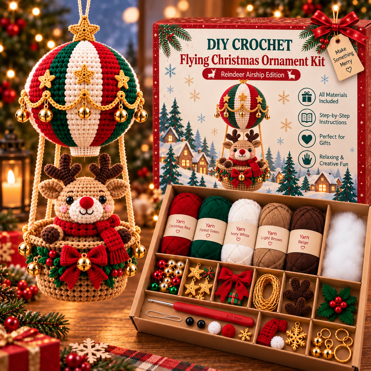 DIY Crochet Ornament Kit – Handmade Seasonal Hanging Decoration