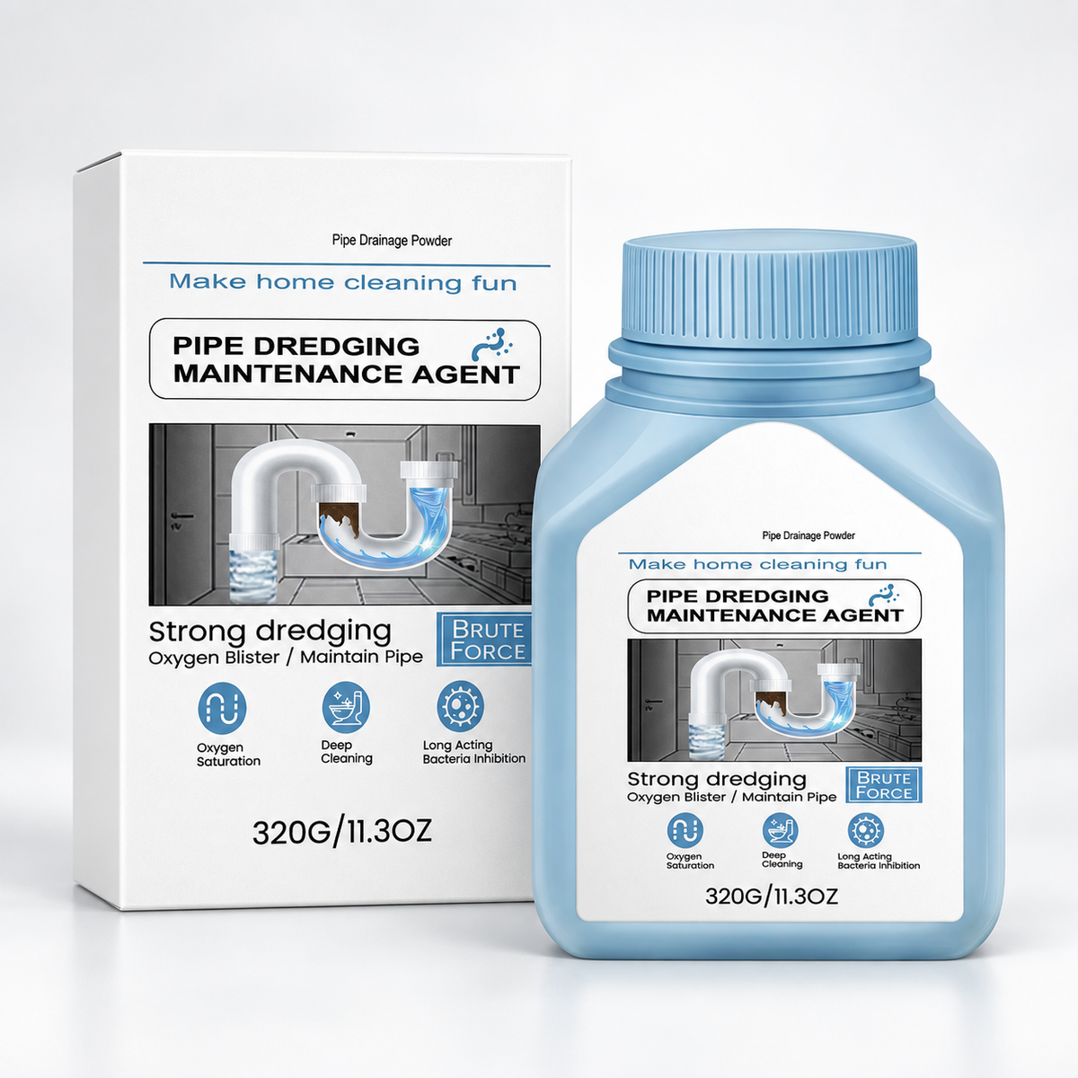 Drain Cleaning Powder for Kitchen & Bathroom – Removes Hair, Grease, Buildup & Odors