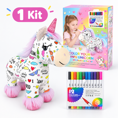 DIY Coloring Unicorn Plush Toy Kit – Creative Art & Craft Set for Kids