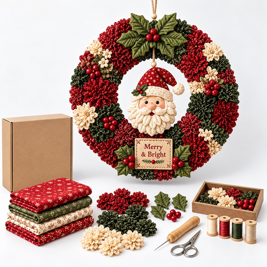 Fabric Wreath DIY Kit – Festive Handmade Door & Wall Decoration
