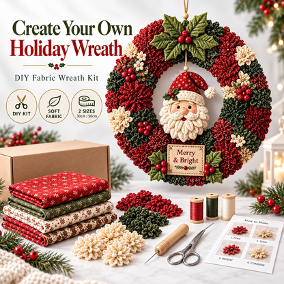 Fabric Wreath DIY Kit – Festive Handmade Door & Wall Decoration