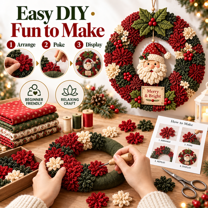 Fabric Wreath DIY Kit – Festive Handmade Door & Wall Decoration
