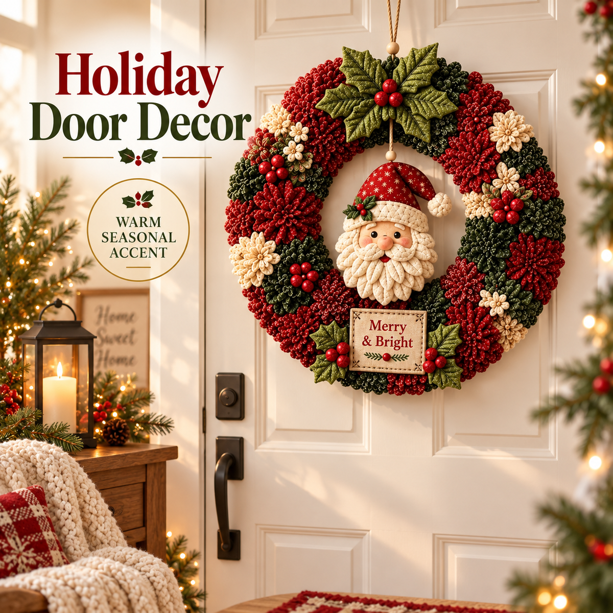 Fabric Wreath DIY Kit – Festive Handmade Door & Wall Decoration