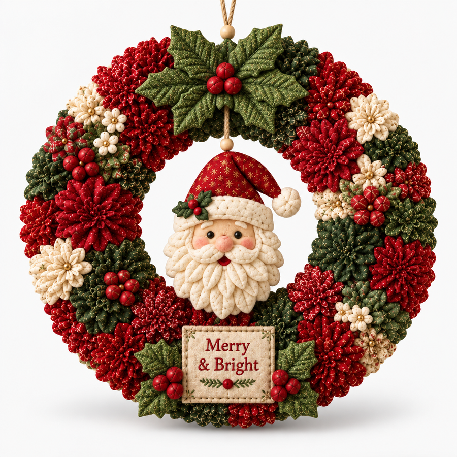Fabric Wreath DIY Kit – Festive Handmade Door & Wall Decoration