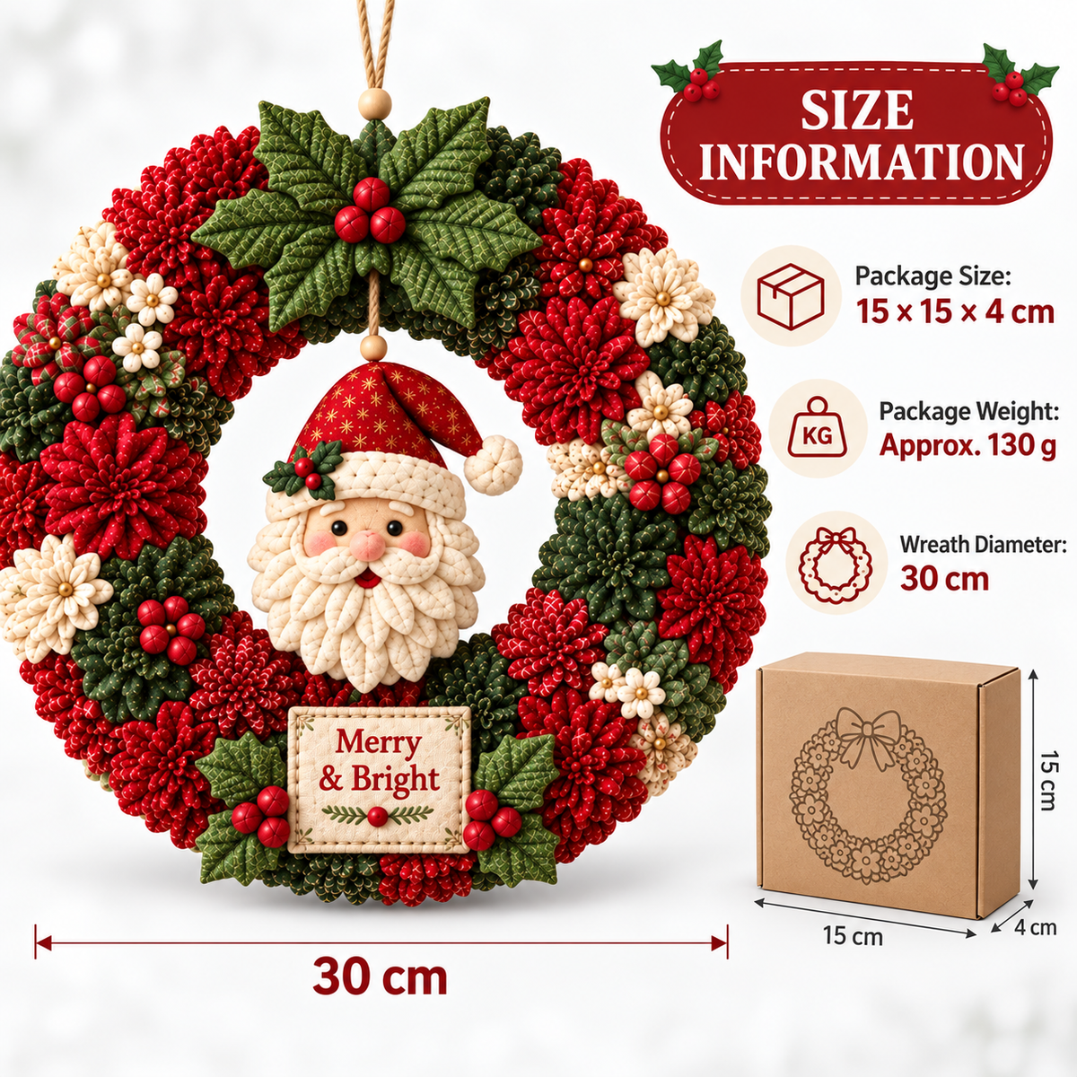 Fabric Wreath DIY Kit – Festive Handmade Door & Wall Decoration