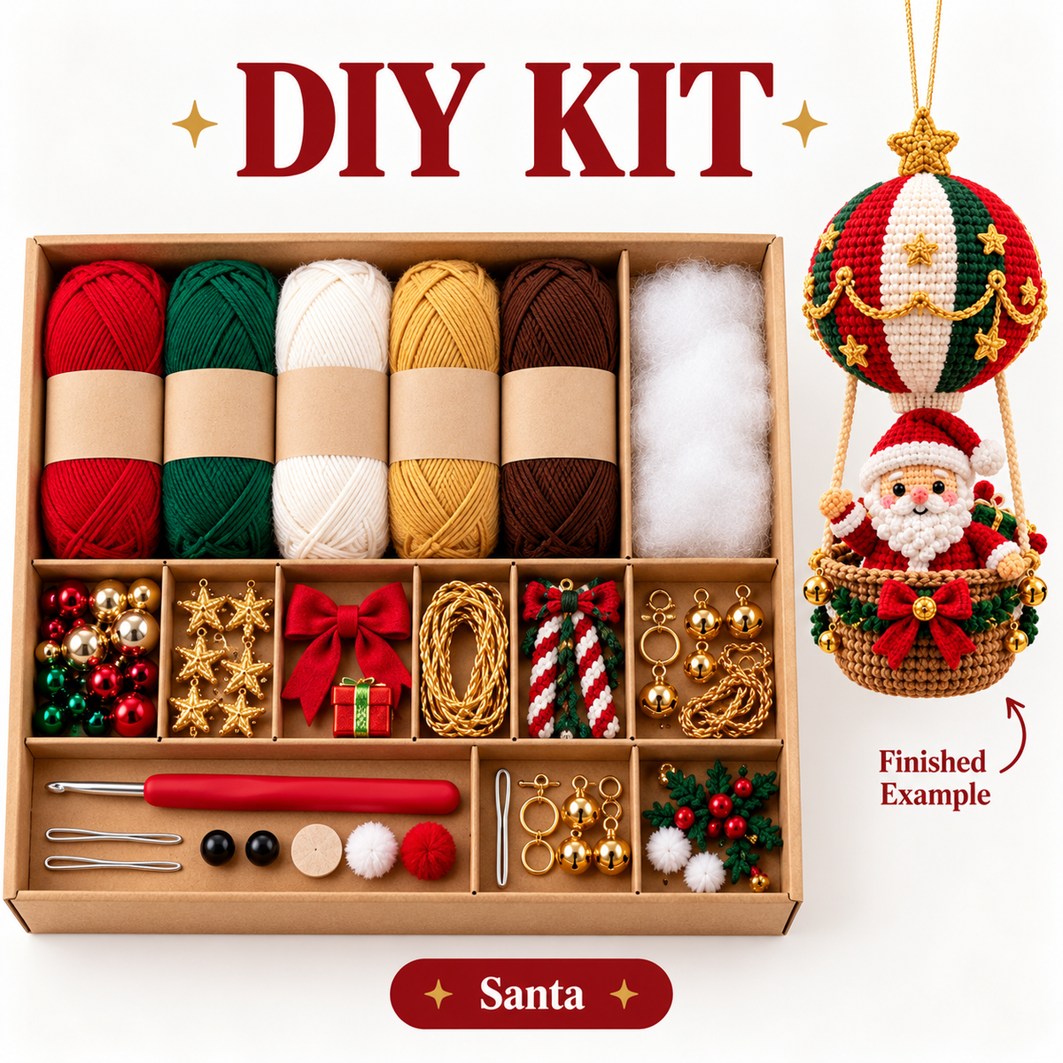DIY Crochet Ornament Kit – Handmade Seasonal Hanging Decoration