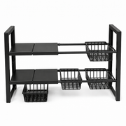 Expandable Under-Sink Cabinet Organizer with Modular Shelves